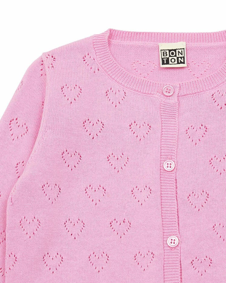 girls hearts cardigan rose