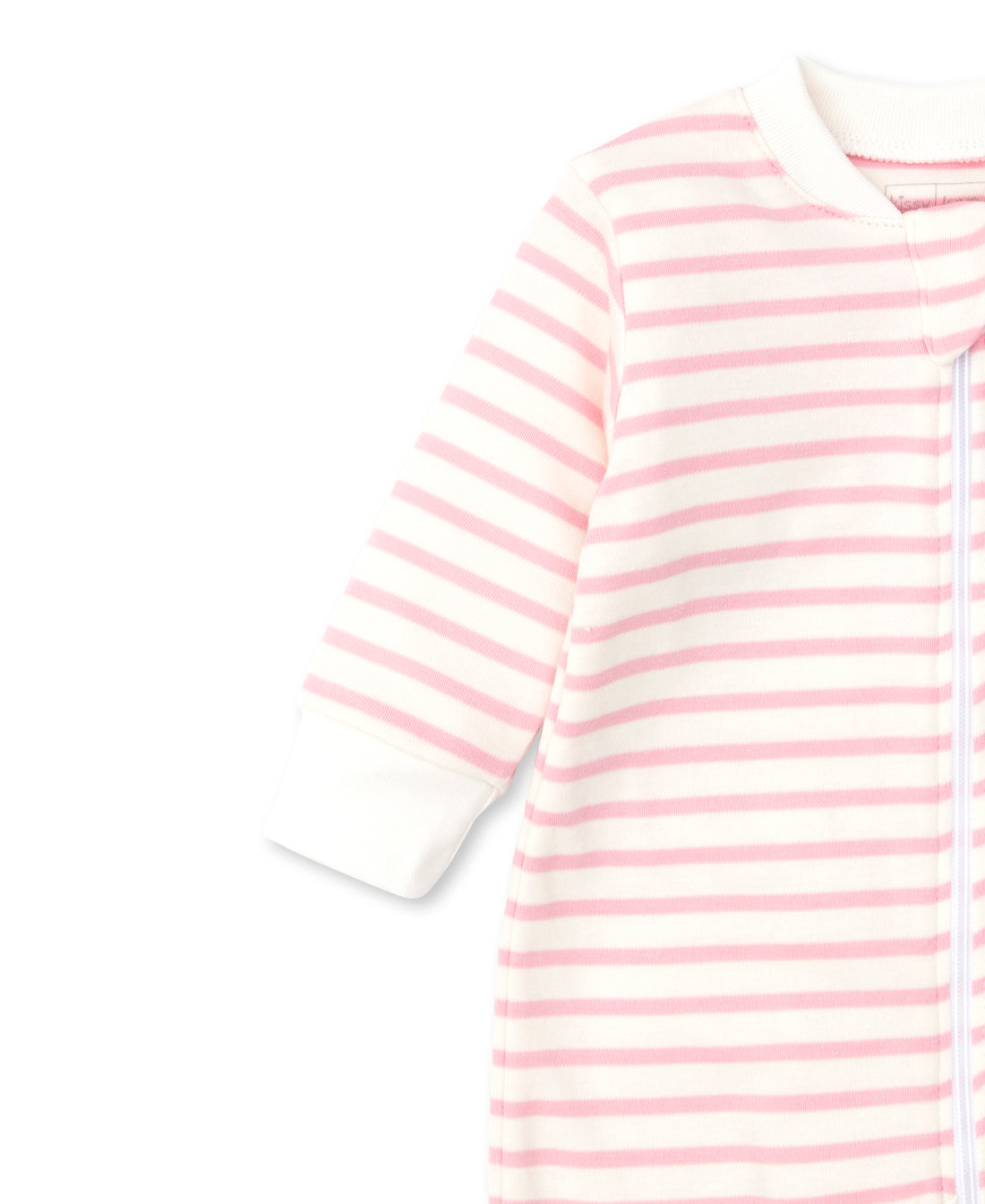 baby striped zip up footie pink