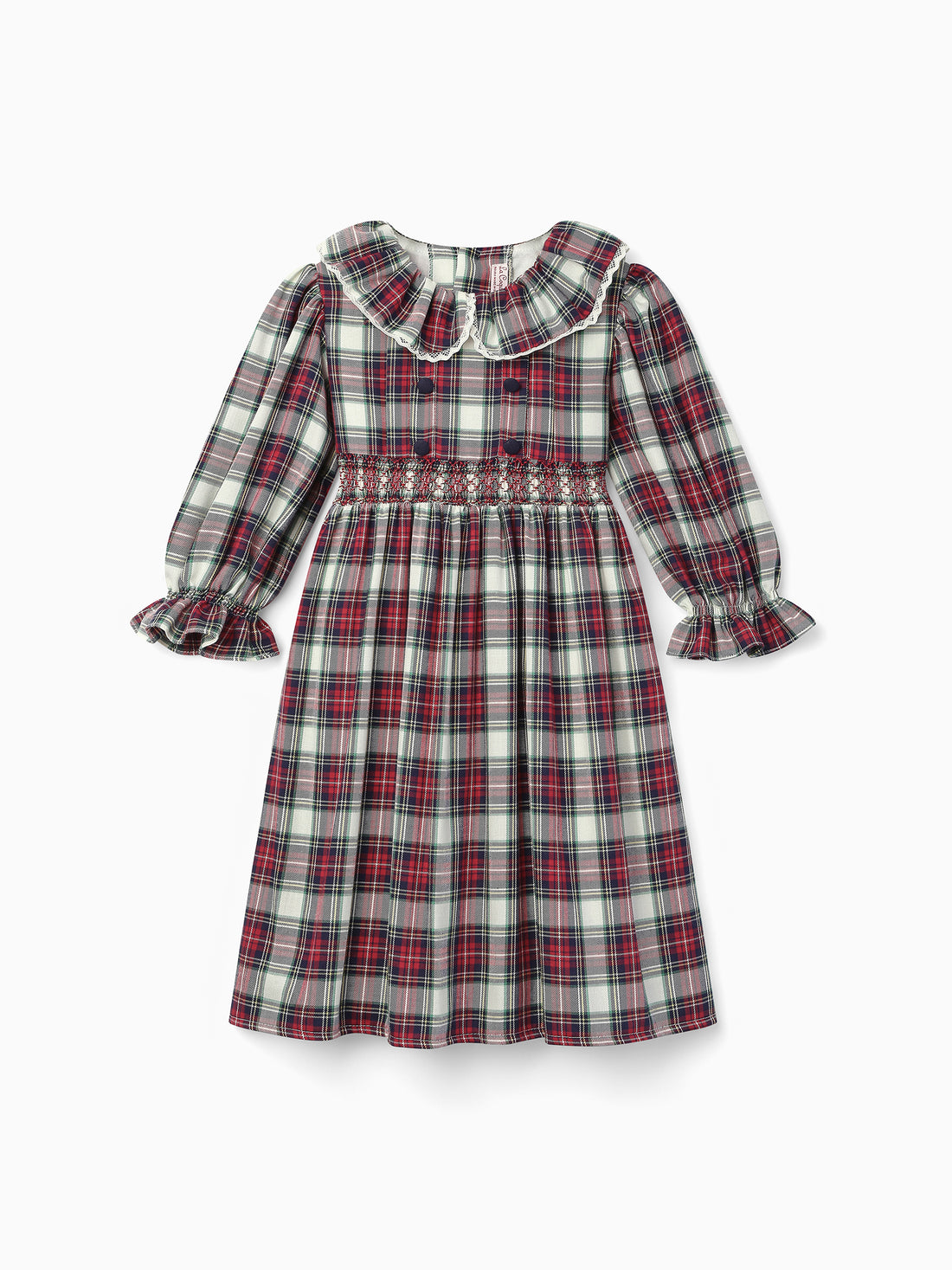 festa smock dress ivory tartan
