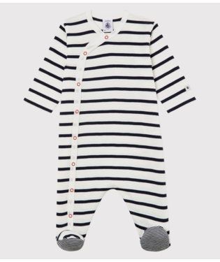 side snap striped footie