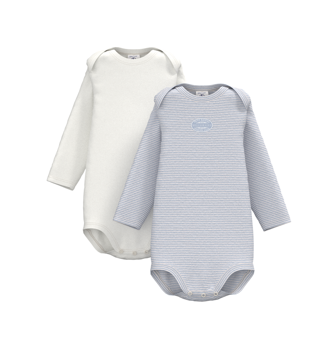 baby 2 pack ls solid & striped bodysuits white blue