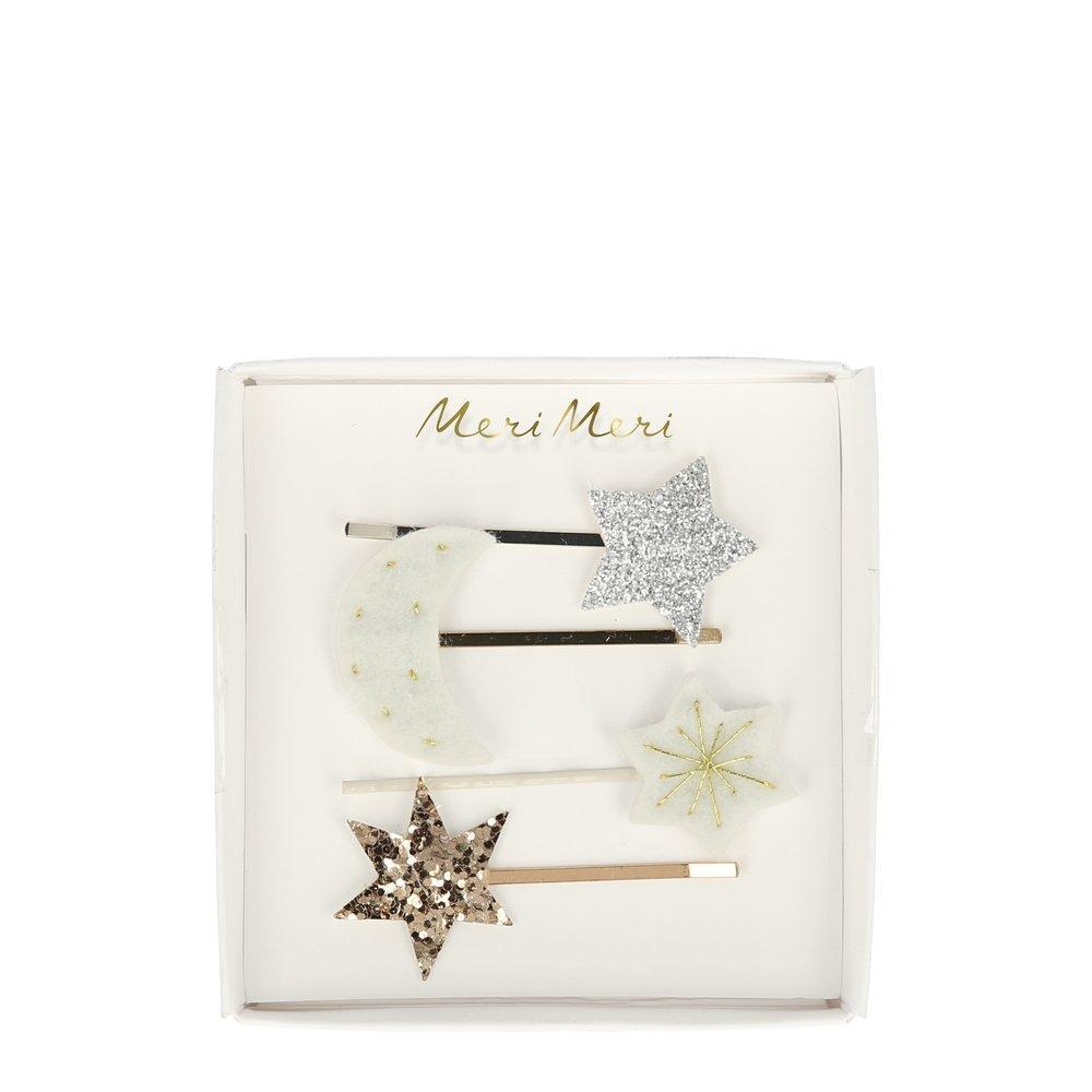moon & star hair slides