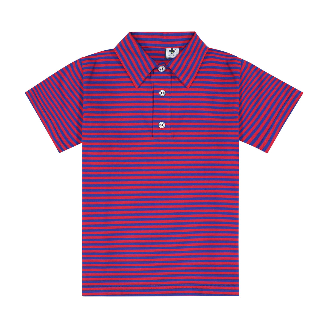 busy bees short sleeve polo red blue stripe