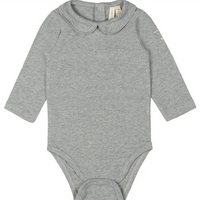 baby collar onesie grey melange stripe