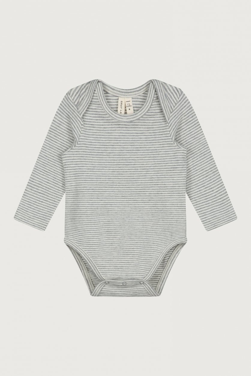 baby striped long sleeve onesie grey melange