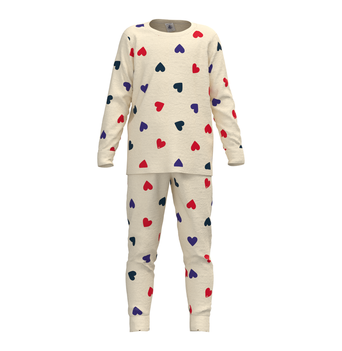 heart print ls loungewear white multi