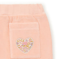 girls velvet logo pant