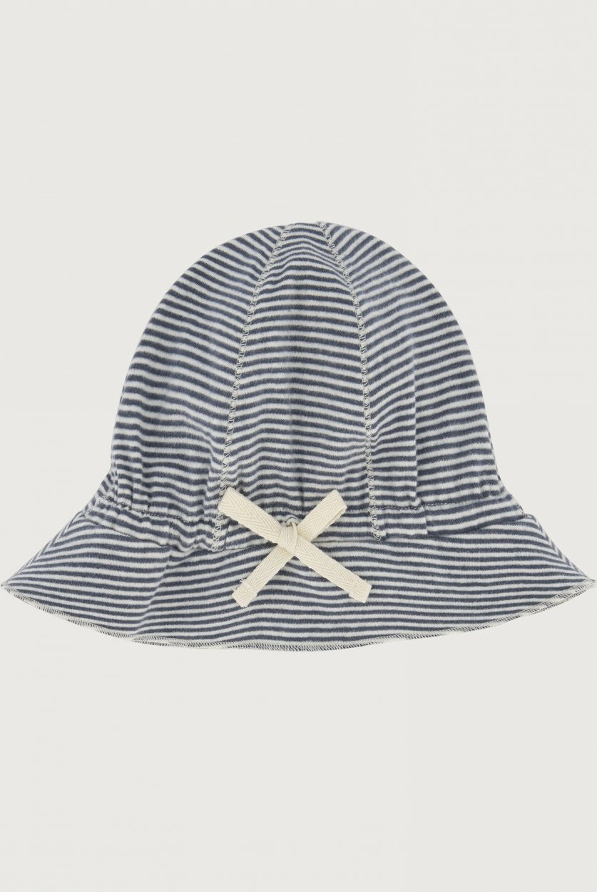 baby sun hat stripe blue grey