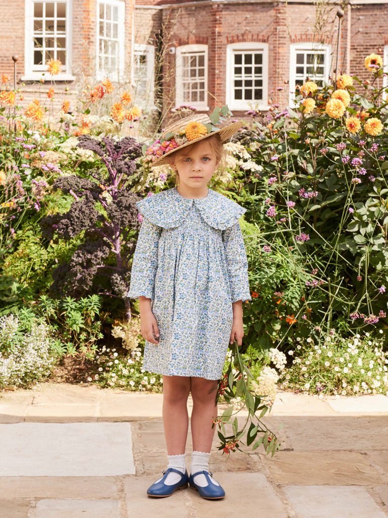 marta smock dress blue floral