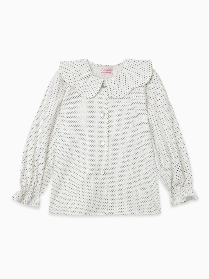 baby romina shirt black polka dot