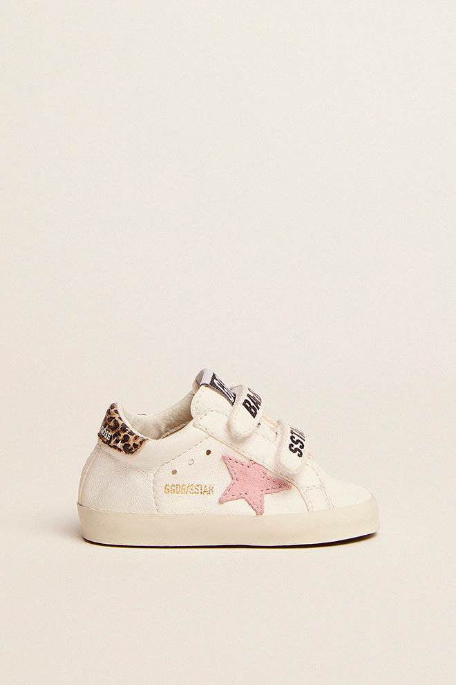 baby school nappa sneaker leopard pink