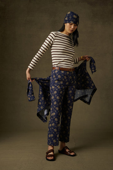 katy long sleeve tee marron stripe