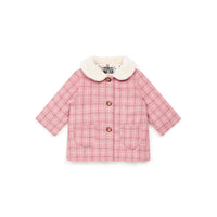 baby coat carreau rose