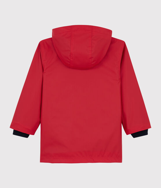 hooded rain jacket red
