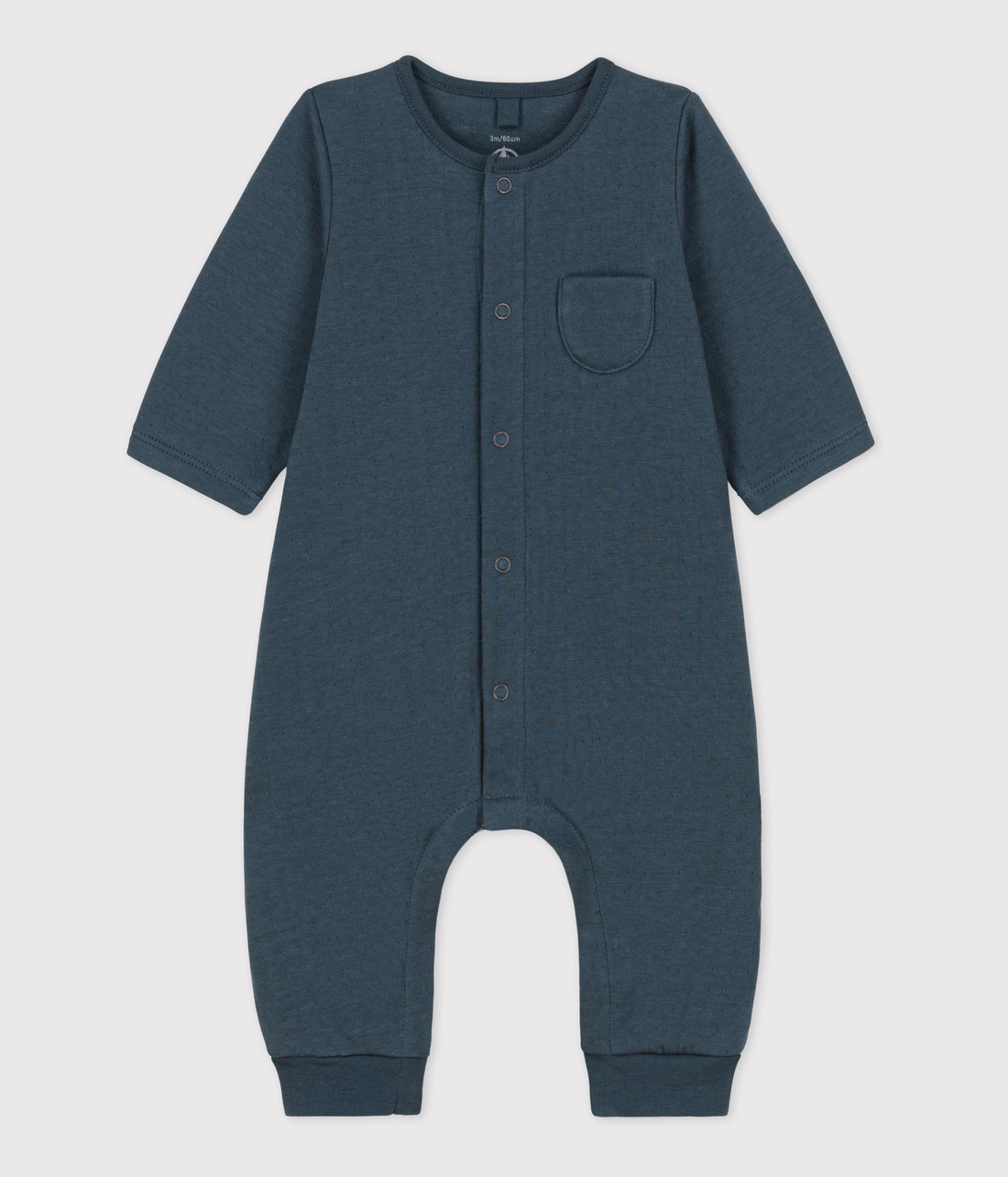 baby ls front snap romper navy