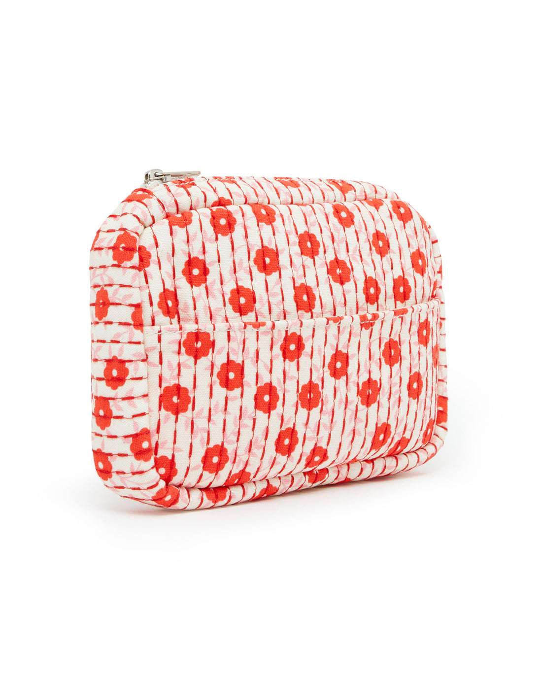 printed fabric pouch red floral