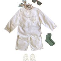 baby seersucker cotton shorts white