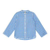 blue gingham cotton gauze shirt