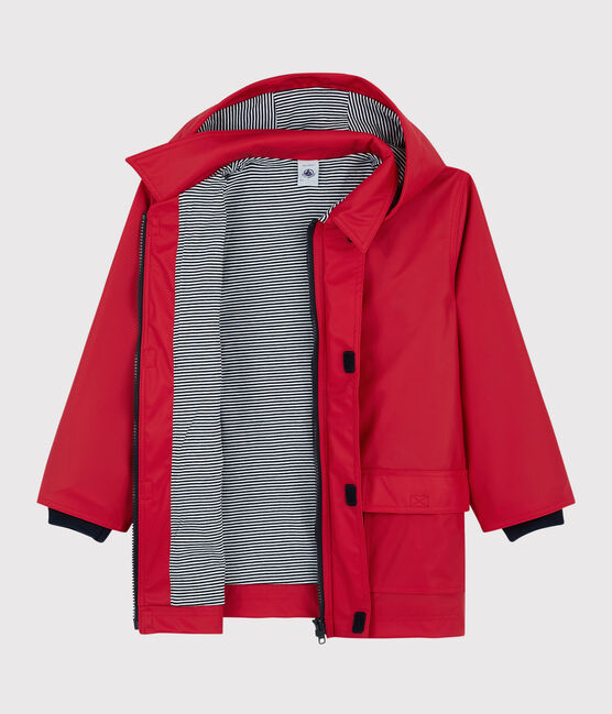 hooded rain jacket red