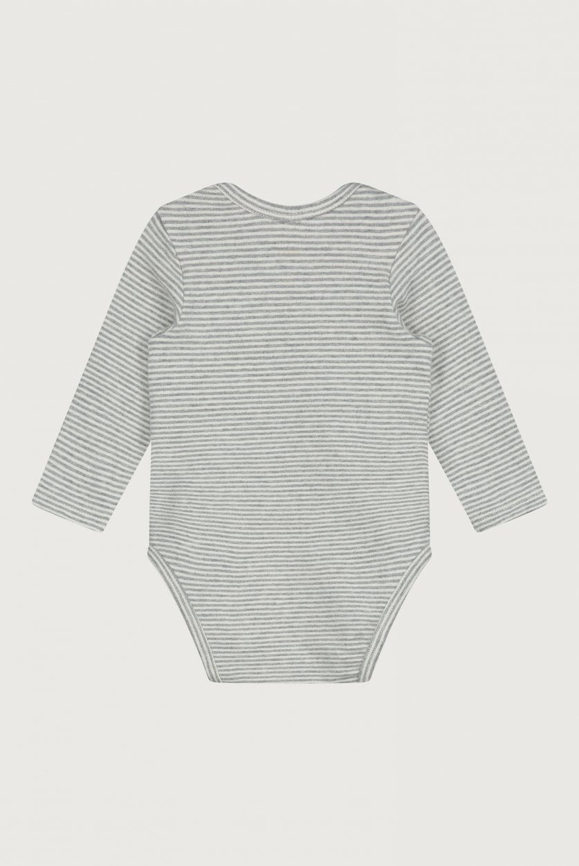 baby striped long sleeve onesie grey melange