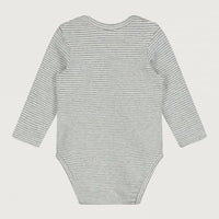 baby striped long sleeve onesie grey melange