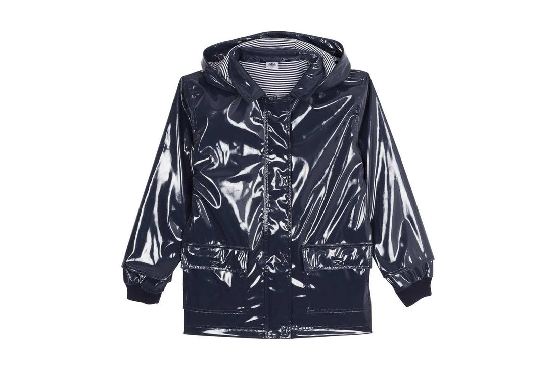 hooded shiny rain jkt