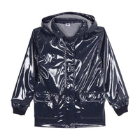 hooded shiny rain jkt