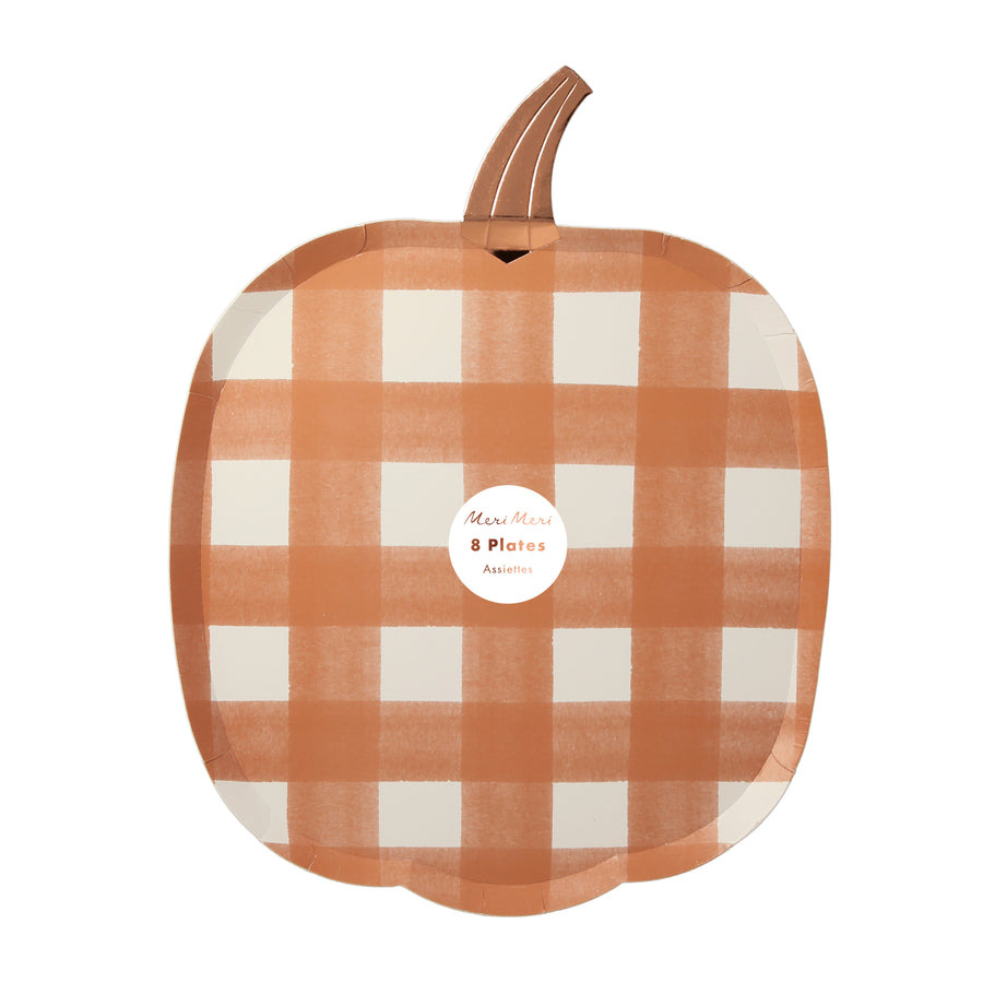 gingham pumpkin plates