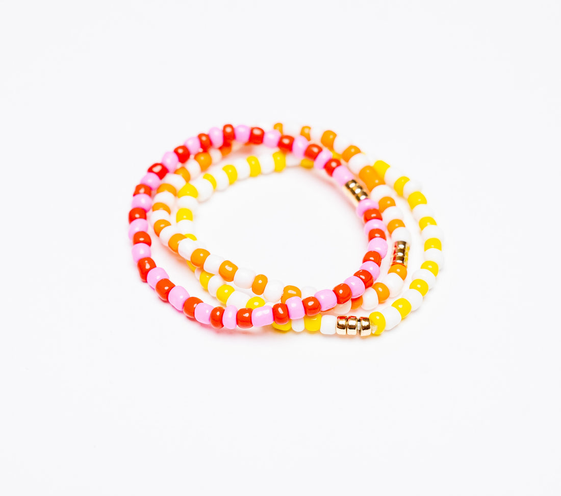 pink beaded juicy fruit bracelet