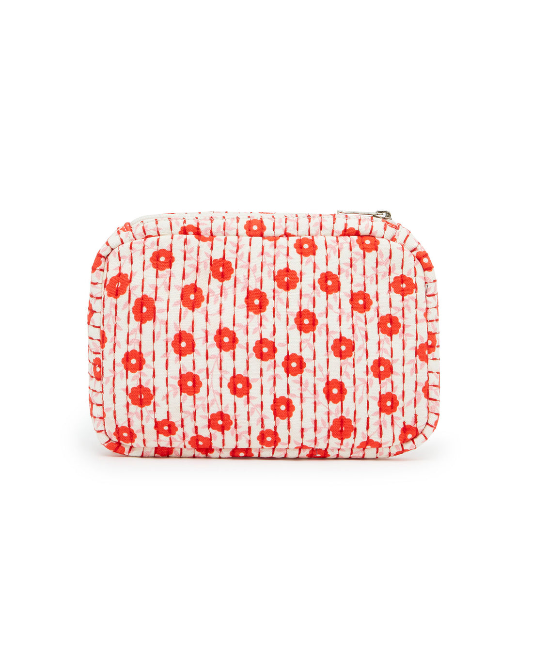 printed fabric pouch red floral