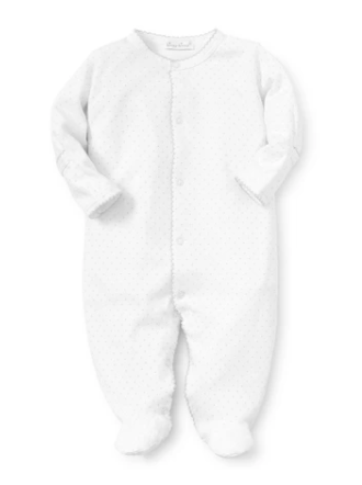 baby new kissy dots print footie white silver